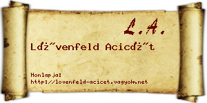 Lövenfeld Acicét névjegykártya
